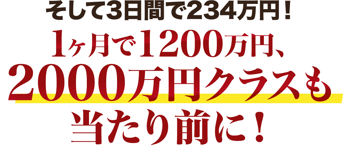 そして3日間で234万円！